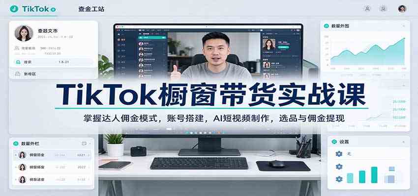 TikTok橱窗带货实战课：掌握达人佣金模式，账号搭建，AI短视频制作，选品与佣金提现-邪修侠