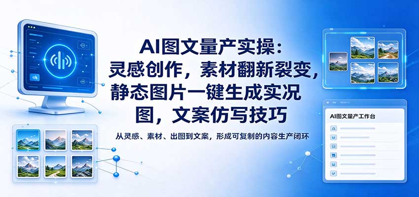 AI图文量产实操：灵感创作，素材翻新裂变，静态图片一键生成实况图，文案仿写技巧-邪修侠 - 演示