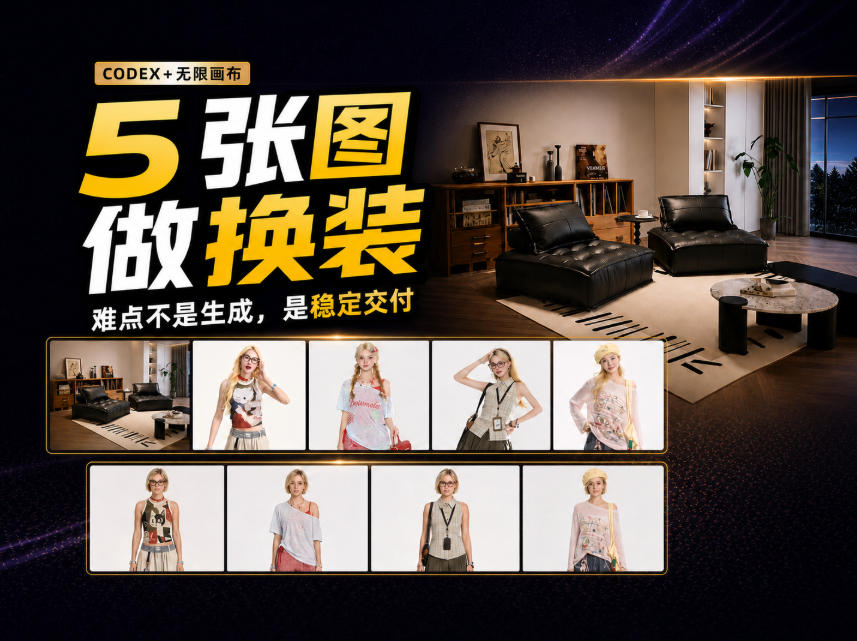 codex+无限画布,5张商品图做沙发换装视频,关键不是提示词!-邪修侠 - 演示