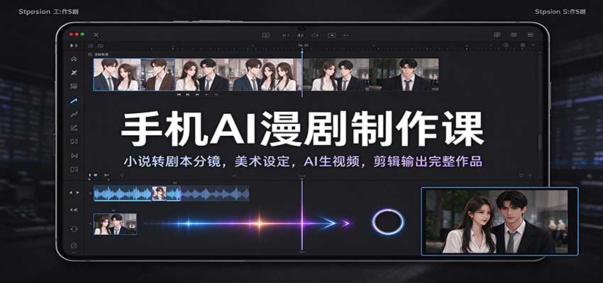 手机AI漫剧制作课：小说转剧本分镜，美术设定，AI生视频，剪辑输出完整作品-怪兽网创俱乐部