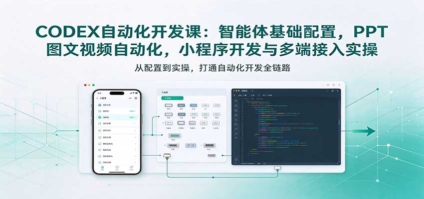 CODEX自动化开发课：智能体基础配置，PPT图文视频自动化，小程序开发与多端接入实操-副业资源网