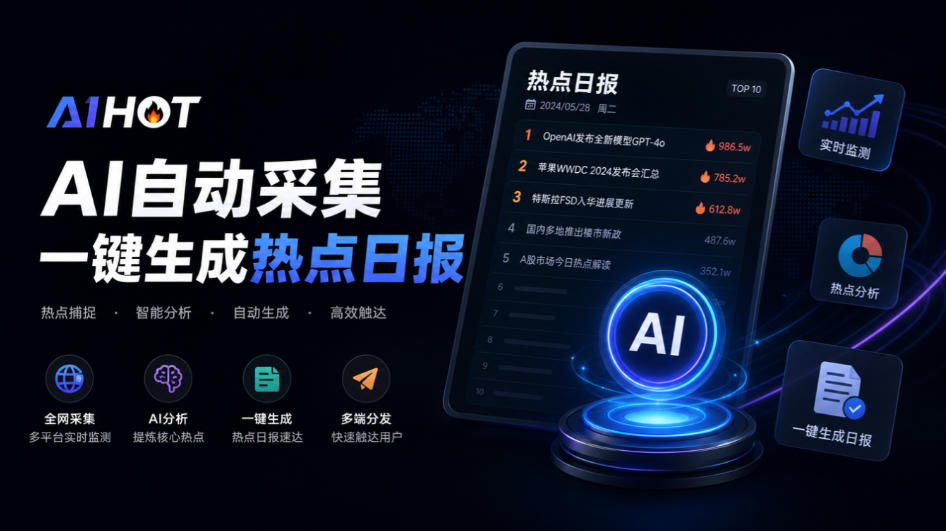 Github热门开源项目！开源行业热点站框架，支持自动采集、AI精选并自动产出各行业日报的AIHOT-怪兽网创俱乐部