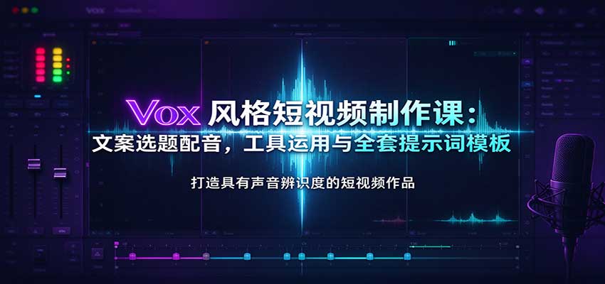 Vox风格短视频制作课：文案选题配音，工具运用与全套提示词模板-副业资源网
