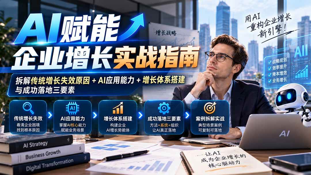 （20850期）【无水印】AI赋能企业增长实战指南：拆解传统增长失效原因+AI应用能力+增长体系搭建与成功落地三要素-怪兽网创俱乐部