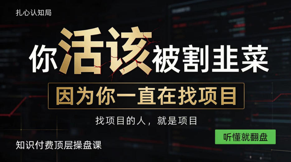 做项目不如卖项目，做知识付费自己当老板，知识付费顶层操盘课，听懂就翻盘【揭秘】-副业资源网