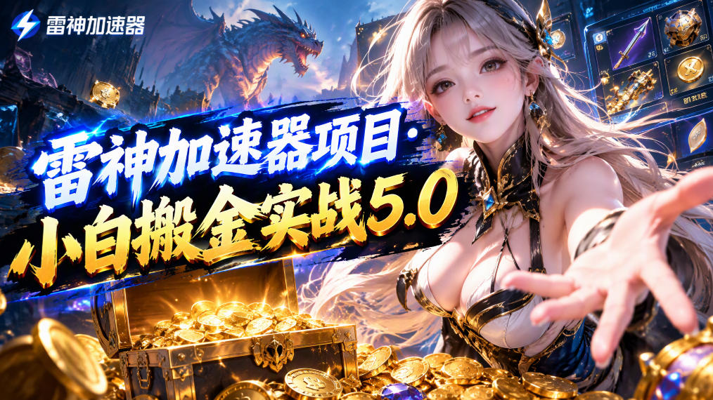 雷神加速器项目·小白搬金实战5.0，抖音W播100-150r，小白入局一天也能几十r-多课资源站