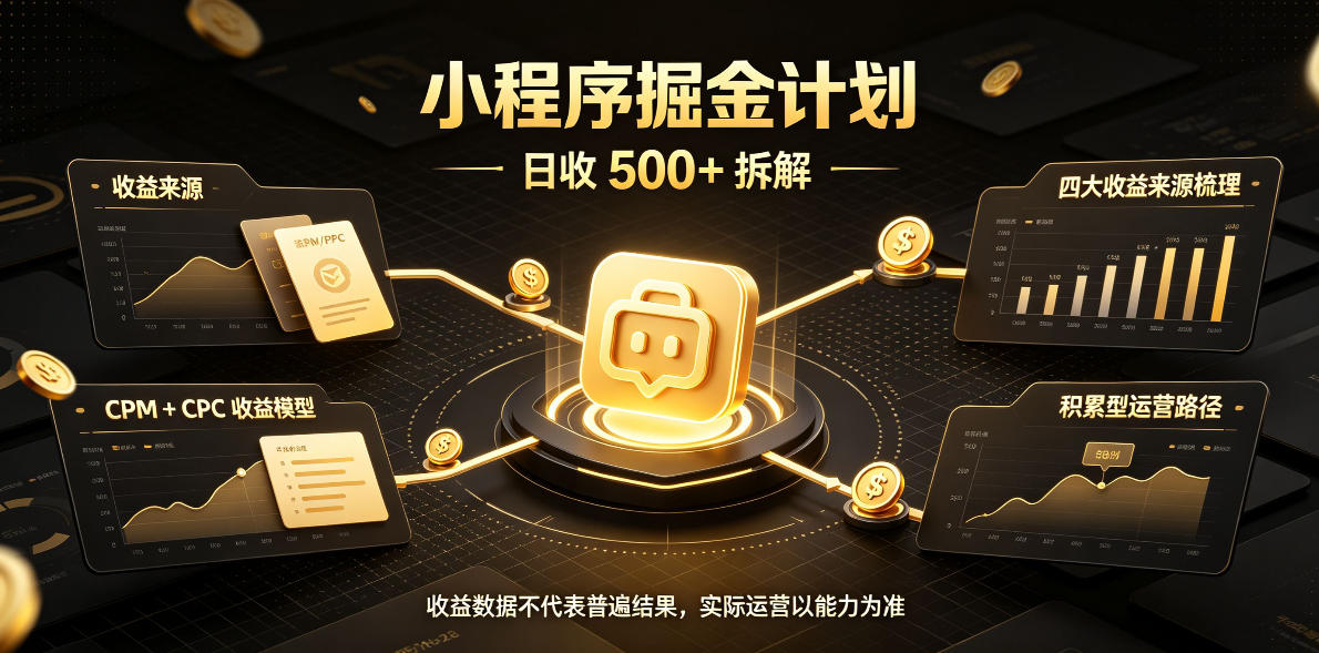 小程序推广计划，日收500+，腾讯官方打款，客户留存率高，收益长期稳定【揭秘】-怪兽网创俱乐部