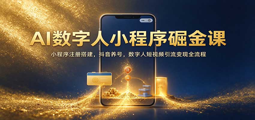 AI数字人小程序掘金课:小程序注册搭建,抖音养号,数字人短视频引流变现全流程-邪修侠