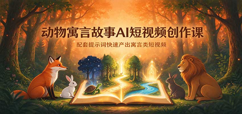 动物寓言故事AI短视频创作课：配套提示词快速产出寓言类短视频-怪兽网创俱乐部