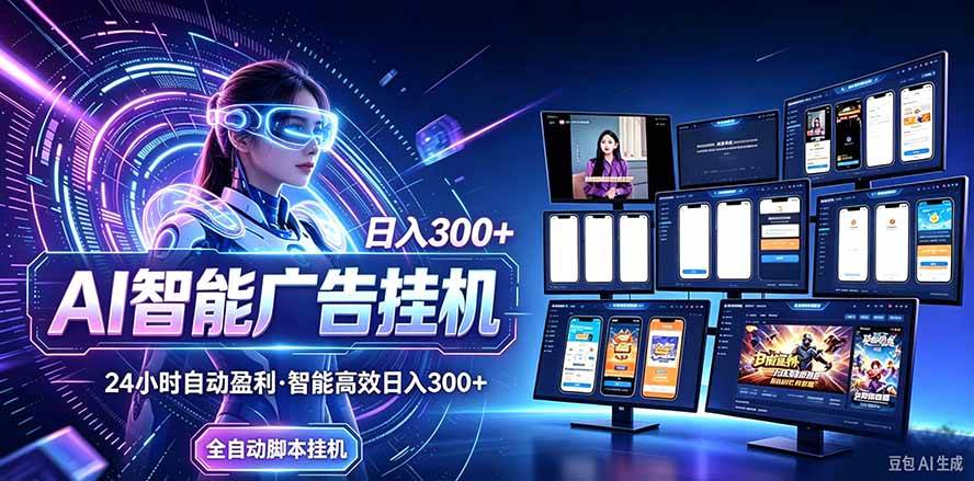 （20900期）24小时AI广告挂机｜在家就能做的被动副业-怪兽网创俱乐部