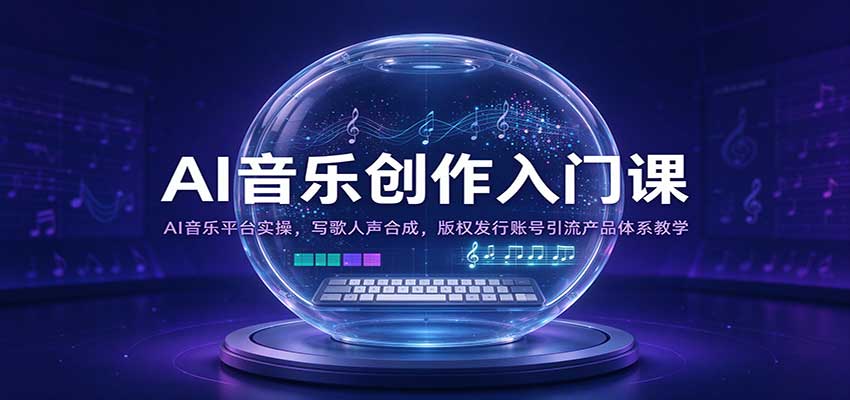 AI音乐创作入门课:AI音乐平台实操,写歌人声合成,版权发行账号引流产品体系教学-副业资源网