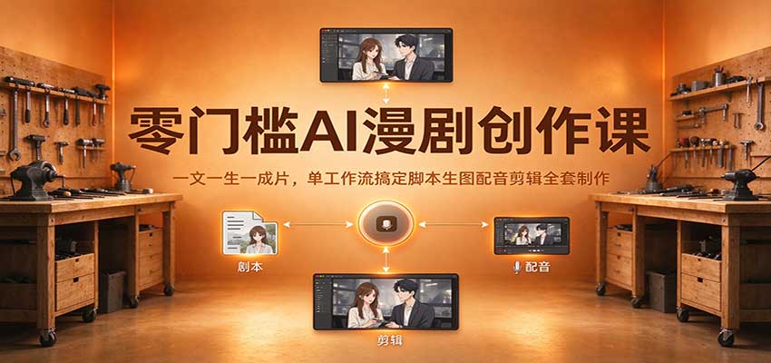 零门槛AI漫剧创作课：一文一生一成片，单工作流搞定脚本生图配音剪辑全套制作-怪兽网创俱乐部