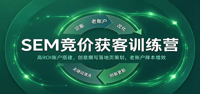 SEM竞价获客训练营:高ROI账户搭建,创意撰写落地页策划,老账户降本增效 SEM竞价获客训练营:高ROI账户搭建,创意撰写落地页策划,老账户降本增效