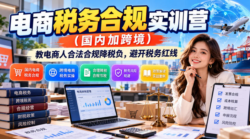 电商税务合规实训营（国内加跨境），教电商人合法合规降税负，避开税务红线-副业资源网