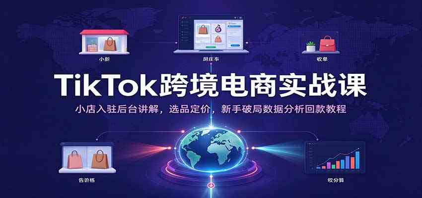 TikTok跨境电商实战课：小店入驻后台讲解，选品定价，新手破局数据分析回款教程-怪兽网创俱乐部