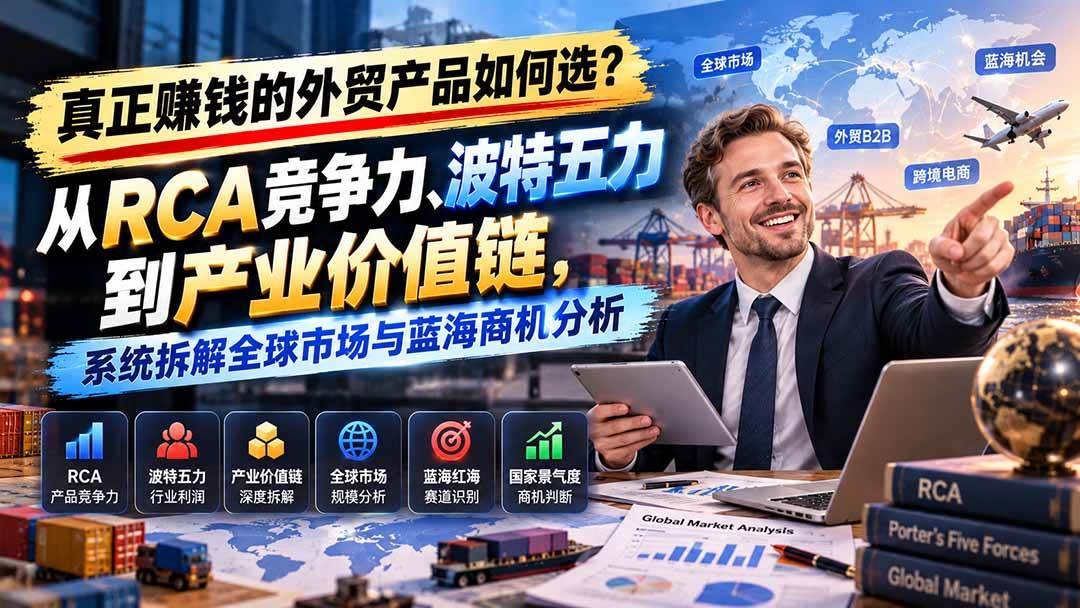 （20932期）真正赚钱的外贸B2B产品如何选？从RCA竞争力、波特五力到产业价值链，系统拆解全球市场与蓝海商机分析-邪修侠 - 演示
