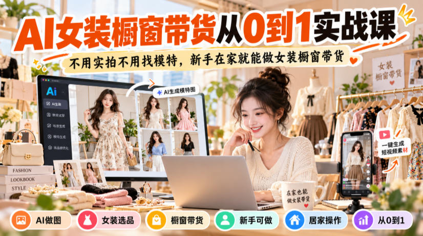AI女装橱窗带货从0到1实战课，不用实拍不用找模特，新手在家就能做女装橱窗带货-邪修侠 - 演示