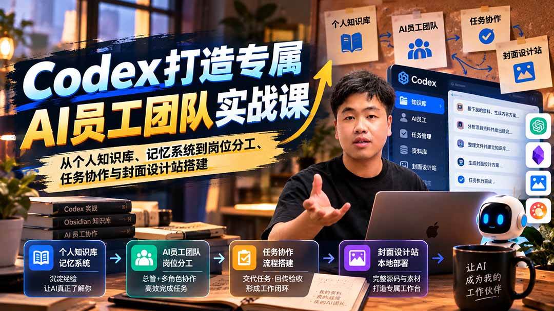 (20916期)【无水印】Codex打造专属AI员工团队实战课:从个人知识库、记忆系统到岗位分工、任务协作与封面设计站搭建 (20916期)【无水印】Codex打造专属AI员工团队实战课:从个人知识库、记忆系统到岗位分工、任务协作与封面设计站搭建