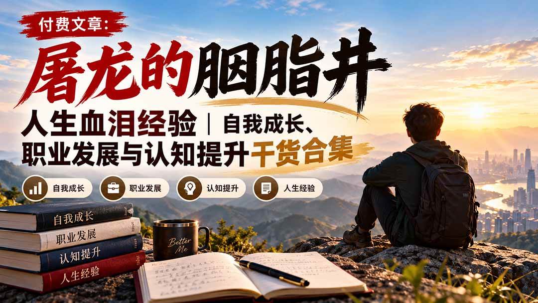 （20943期）付费文章：屠龙的胭脂井人生血泪经验｜自我成长、职业发展与认知提升干货合集-怪兽网创俱乐部