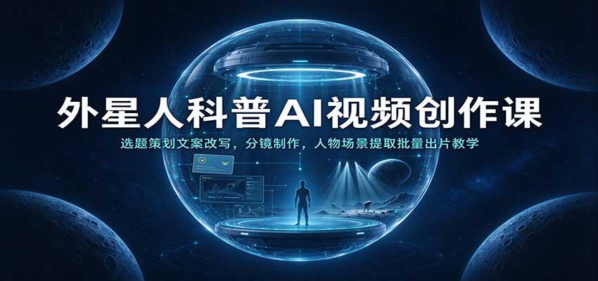 外星人科普AI视频创作课：选题策划文案改写，分镜制作，人物场景提取批量出片教学-邪修侠 - 演示