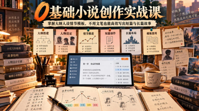 0基础小说创作实战课｜掌握大纲人设情节模板，不用文笔也能高效写出短篇与长篇故事-邪修侠 - 演示
