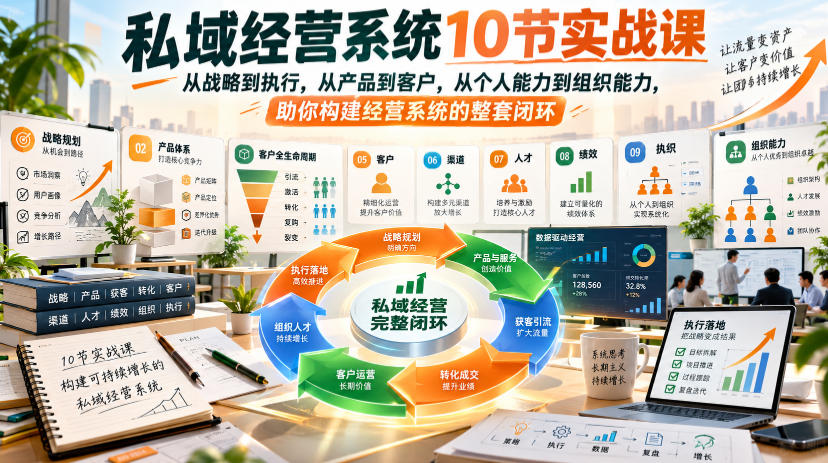 私域经营系统10节实战课，从战略到执行，从产品到客户，从个人能力到组织能力，助你构建经营系统的整套闭环-邪修侠 - 演示