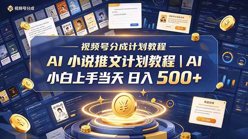 （20937期）最新视频号分成计划教程｜AI 小说推文，小白上手当天日入 500+-邪修侠 - 演示
