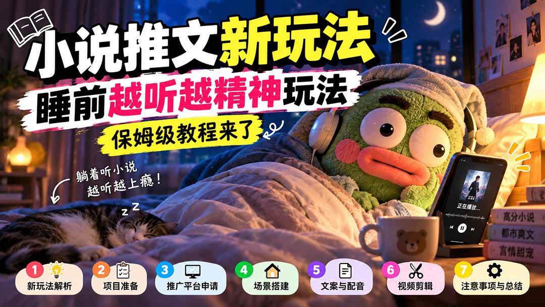 （20947期）小说推文新玩法，睡前越听越精神玩法，保姆级教程来了-怪兽网创俱乐部