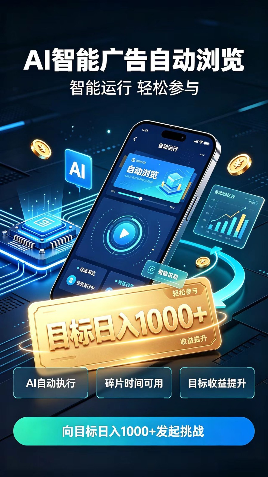 AI智能广告自动浏览项目，轻量操作稳定收益，低门槛自动挂机，闲暇时间轻松赚取收益-怪兽网创俱乐部