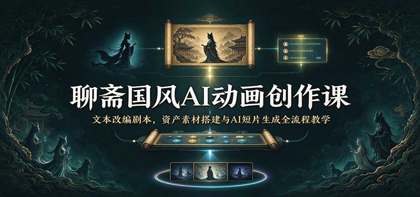 聊斋国风AI动画创作课：文本改编剧本，资产素材搭建与AI短片生成全流程教学-怪兽网创俱乐部