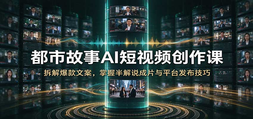 都市故事AI短视频创作课：拆解爆款文案，掌握半解说成片与平台发布技巧-怪兽网创俱乐部