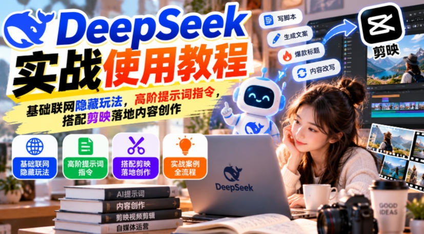 DeepSeek实战使用教程｜基础联网隐藏玩法，高阶提示词指令，搭配剪映落地内容创作-邪修侠