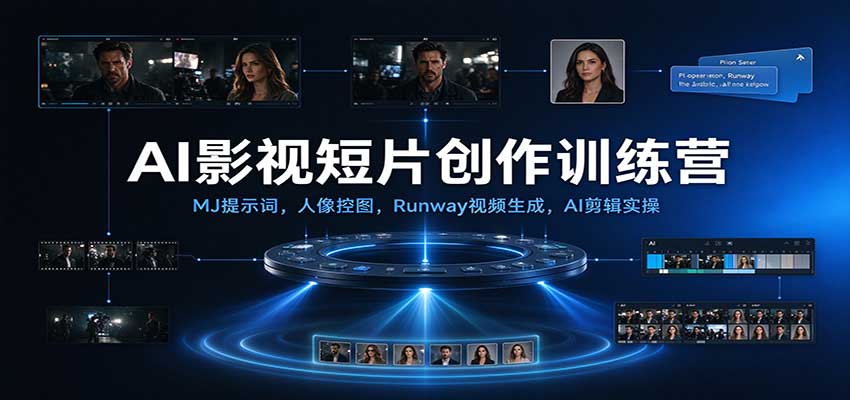 AI影视短片创作训练营：MJ提示词，人像控图，Runway视频生成，AI剪辑实操-怪兽网创俱乐部