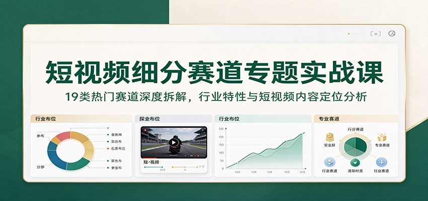 短视频细分赛道专题实战课：19类热门赛道深度拆解，行业特性与短视频内容定位分析-怪兽网创俱乐部