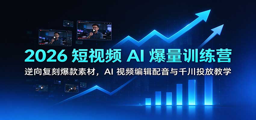 2026短视频AI爆量训练营：逆向复刻爆款素材，AI视频编辑配音与千川投放教学-怪兽网创俱乐部