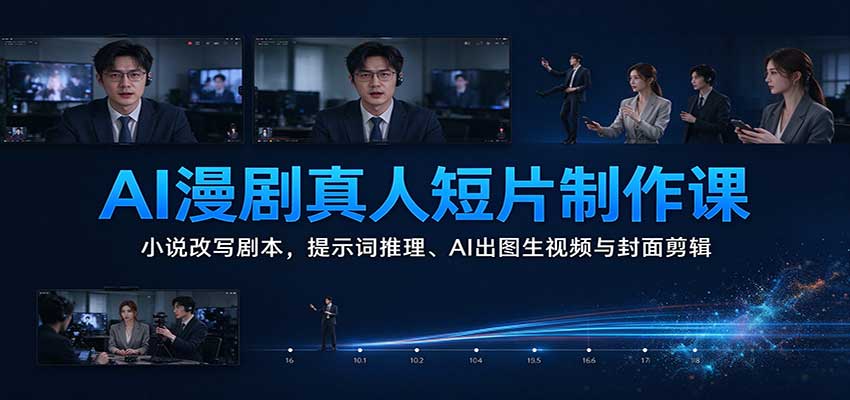 AI漫剧真人短片制作课：小说改写剧本，提示词推理、AI出图生视频与封面剪辑-怪兽网创俱乐部