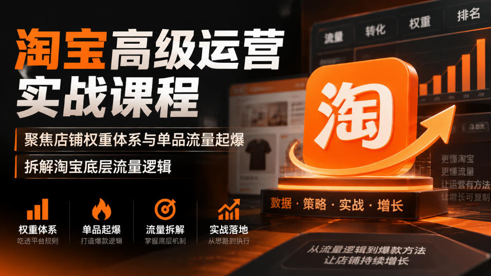 淘宝高级运营实战课程，聚焦店铺权重体系与单品流量起爆，拆解淘宝底层流量逻辑-多课资源站