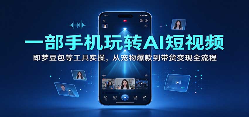 一部手机玩转AI短视频：即梦豆包等工具实操，从宠物爆款到带货变现全流程-怪兽网创俱乐部
