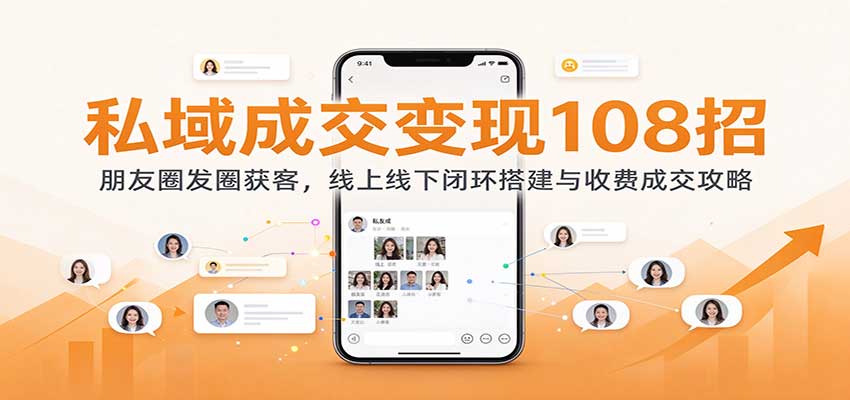 私域成交变现108招：朋友圈发圈获客，线上线下闭环搭建与收费成交攻略-怪兽网创俱乐部