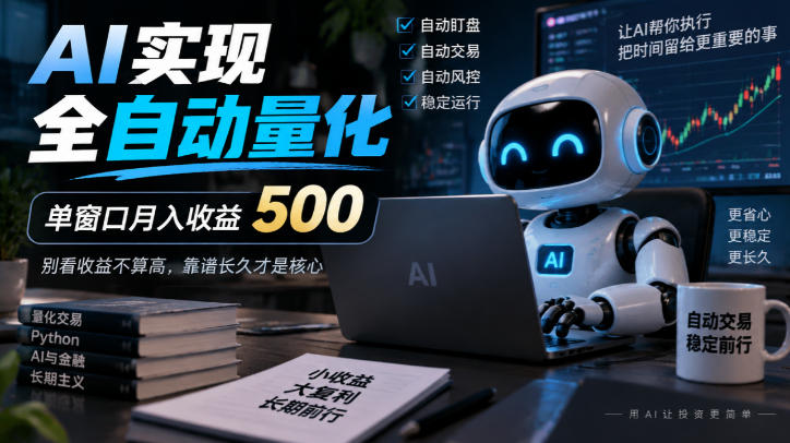 AI实现全自动量化，单窗口月入收益500，别看收益不算高，靠谱长久才是核心【揭秘】-网创百晓生