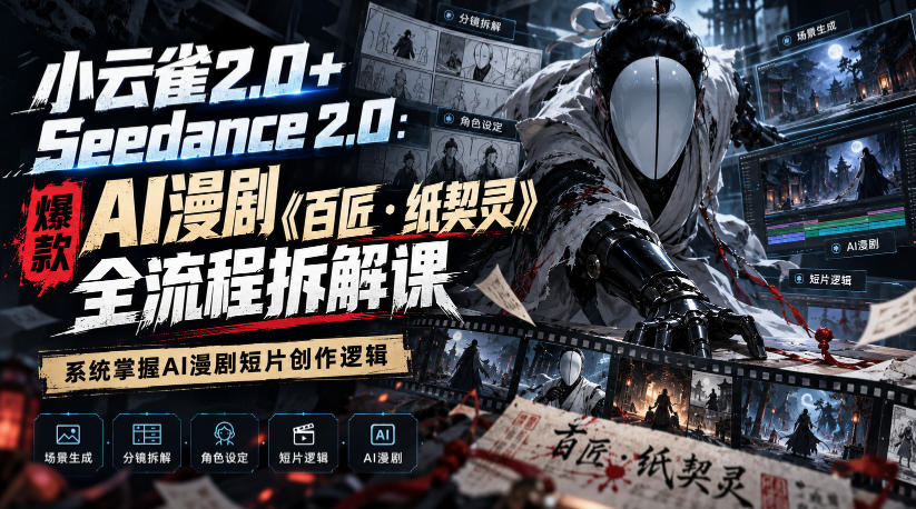 小云雀2.0+Seedance 2.0：爆款AI漫剧《百匠・纸契灵》全流程拆解课，系统掌握AI漫剧短片创作逻辑-怪兽网创俱乐部