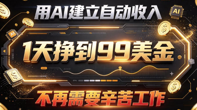用AI建立自动收入，1天挣到99美刀，不再需要辛苦工作-怪兽网创俱乐部