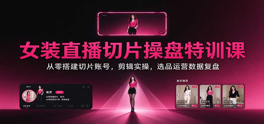 女装直播切片操盘特训课：从零搭建切片账号，剪辑实操，选品运营数据复盘-邪修侠 - 演示
