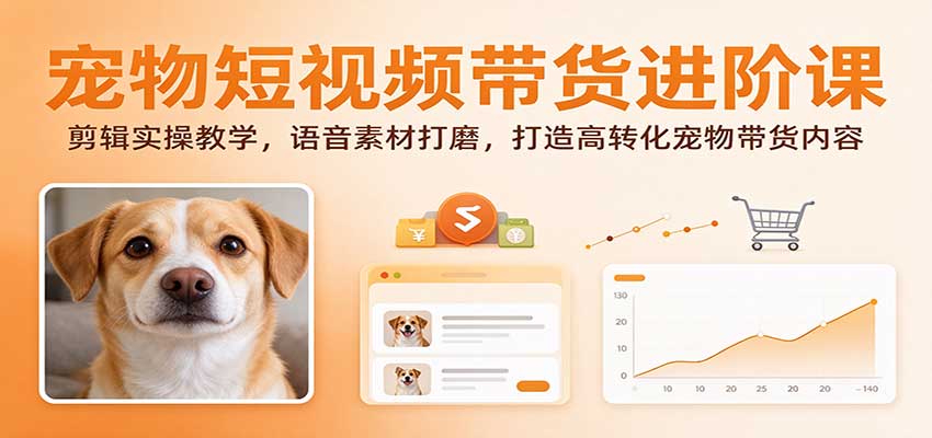 宠物短视频带货进阶课:剪辑实操教学,语音素材打磨,打造高转化宠物带货内容-邪修侠 - 演示