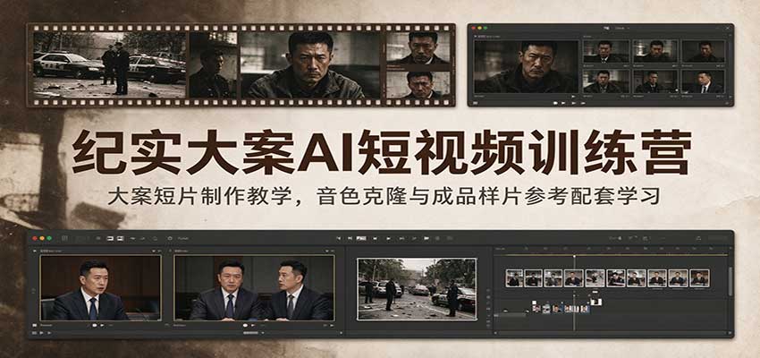 纪实大案AI短视频训练营：大案短片制作教学，音色克隆与成品样片参考配套学习-邪修侠 - 演示