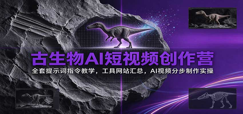 古生物AI短视频创作营：全套提示词指令教学，工具网站汇总，AI视频分步制作实操-怪兽网创俱乐部