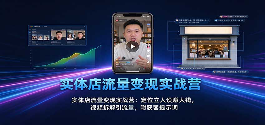 实体店流量变现实战营：定位立人设赚大钱，视频拆解引流量，附获客提示词-怪兽网创俱乐部