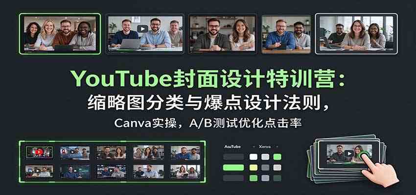 YouTube封面设计特训营：缩略图分类与爆点设计法则，Canva实操，A/B测试优化点击率-怪兽网创俱乐部