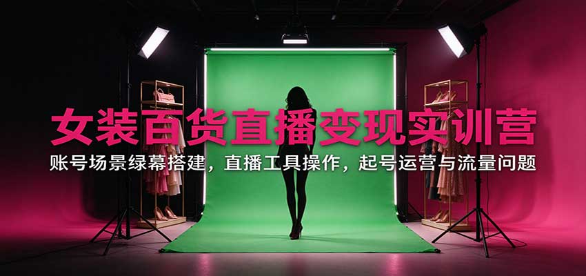 女装百货直播变现实训营：账号场景绿幕搭建，直播工具操作，起号运营与流量问题-怪兽网创俱乐部