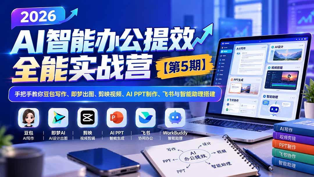 （21026期）2026AI智能办公提效实战营【第5期】-无水印：手把手教你豆包写作+即梦出图+剪映视频+AI PPT制作+飞书与智能助理搭建-怪兽网创俱乐部